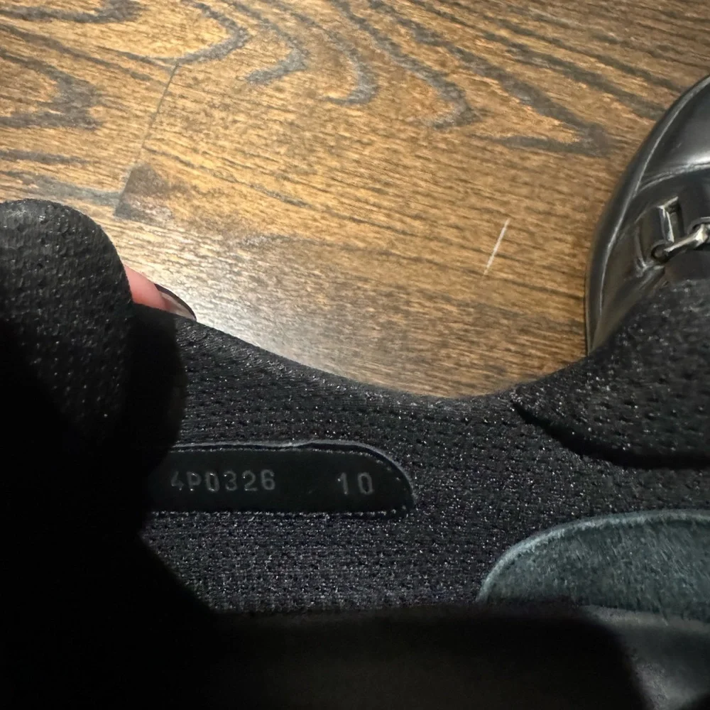 PRADA - Men’s Black Leather Sneakers With 2 Velcro Closure. Sz 10. Italy - Picture 5 of 7